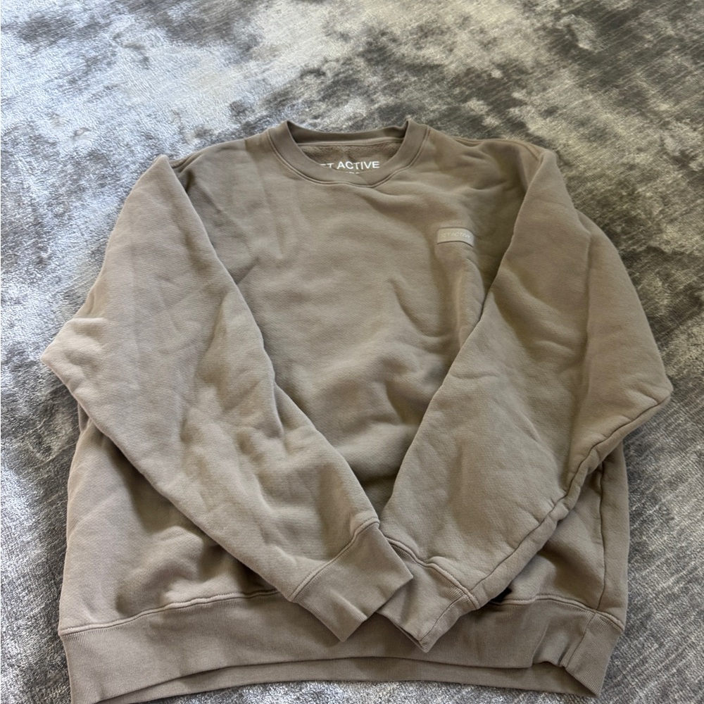 SET Active Tan Crewneck Sweater Soft Relaxed Fit